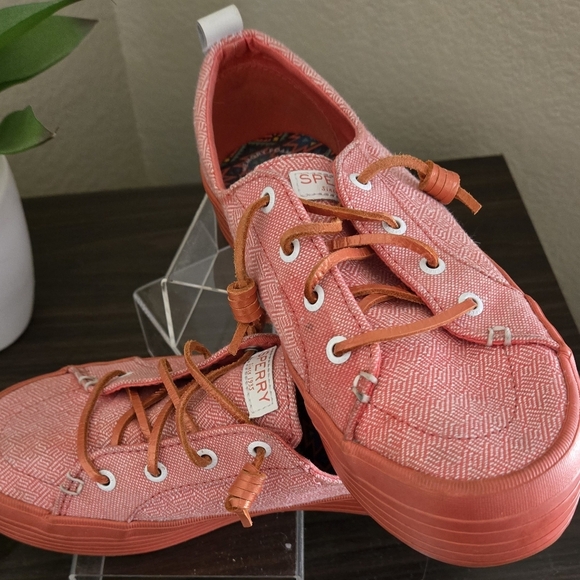 Sperry Women's Crest Vibe Pink Metallic Platform Sneakers STS87004 - Picture 2 of 5